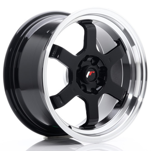 JR Wheels JR12 16x8 ET15 4x100/114 Gloss Black w/Machined Lip