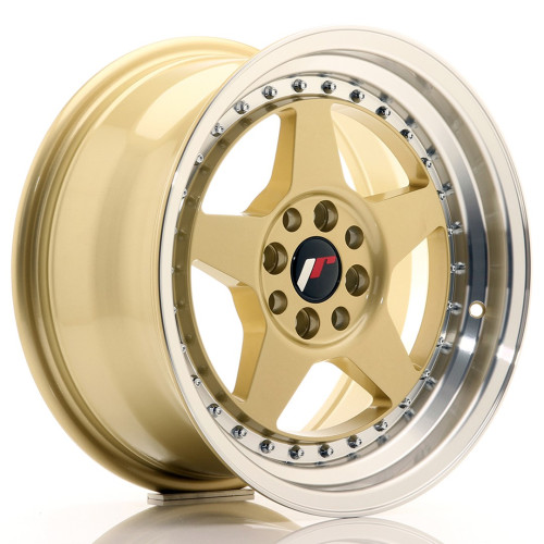 JR Wheels JR6 16x8 ET25 4x100/108 Gold w/Machined Lip