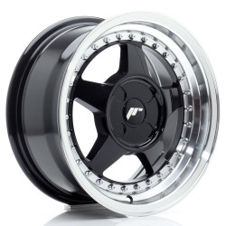 Felga Aluminiowa JR Wheels JR6 15x7 ET20-35 4H BLANK Gloss Black w/Machined Lip